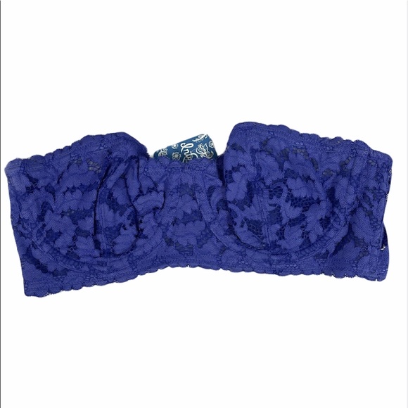 FREE PEOPLE Lace Bra Love Letters Convertible Strap Strapless Halter Periwinkle - Picture 3 of 13